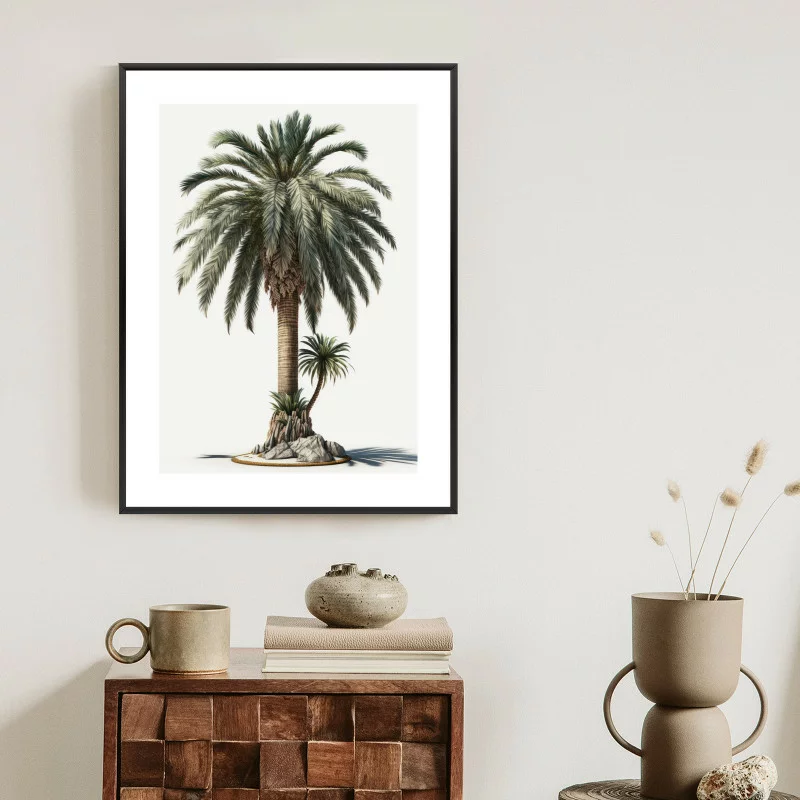 Plakat w ramie - palma z zieloną gałązką - obrazek 1