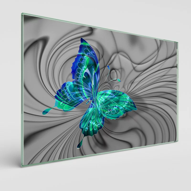 Obraz szklany motyl na szarym tle - obrazek 1
