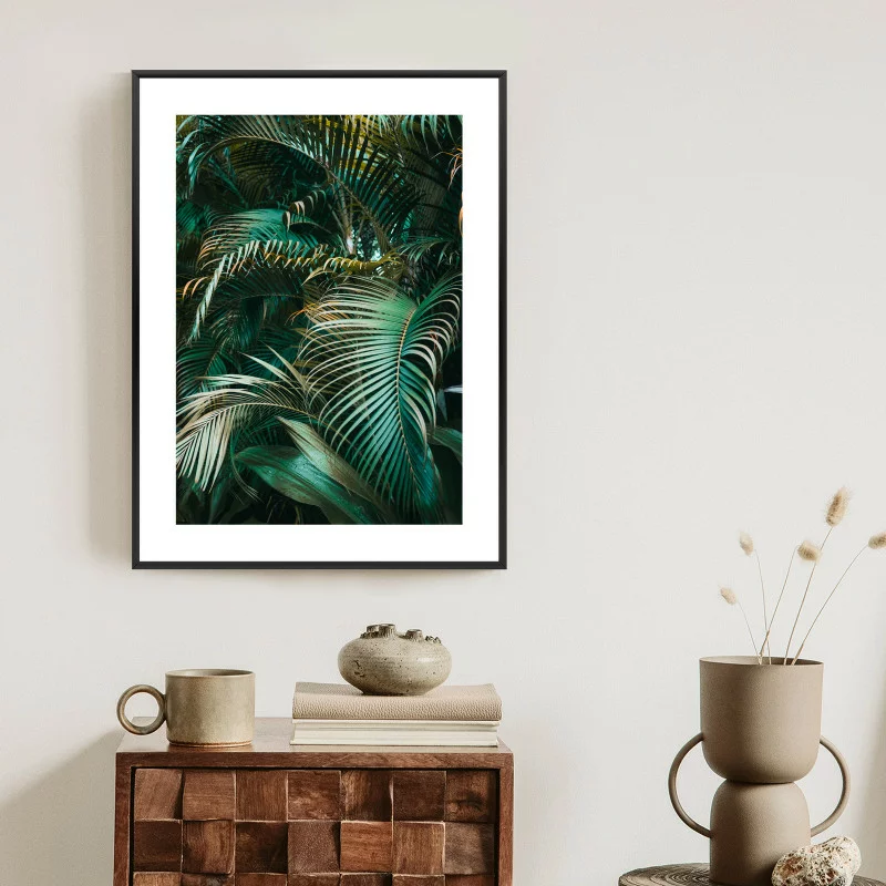 Plakat w ramie - gęste liście palmowe palmy - obrazek 1