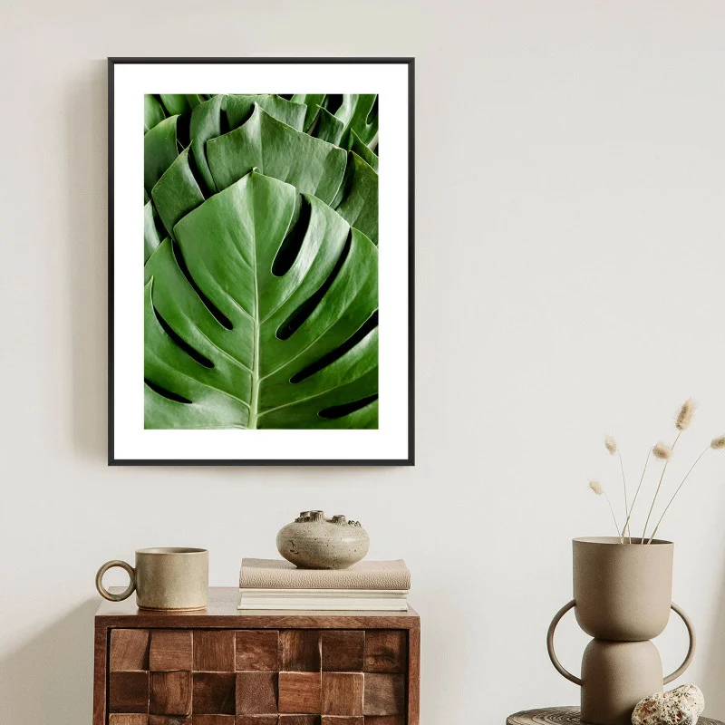Plakat w ramie - monstera liście palmowe - obrazek 1