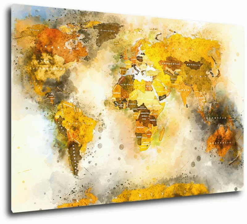Mapa świata - nowoczesny obraz drukowany na płótnie - obrazek 1