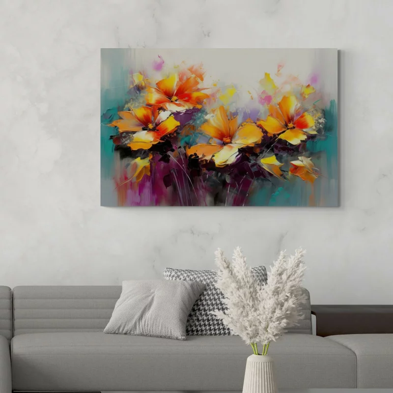 Obraz abstrakcja - kolorowe kwiaty - obrazek 1
