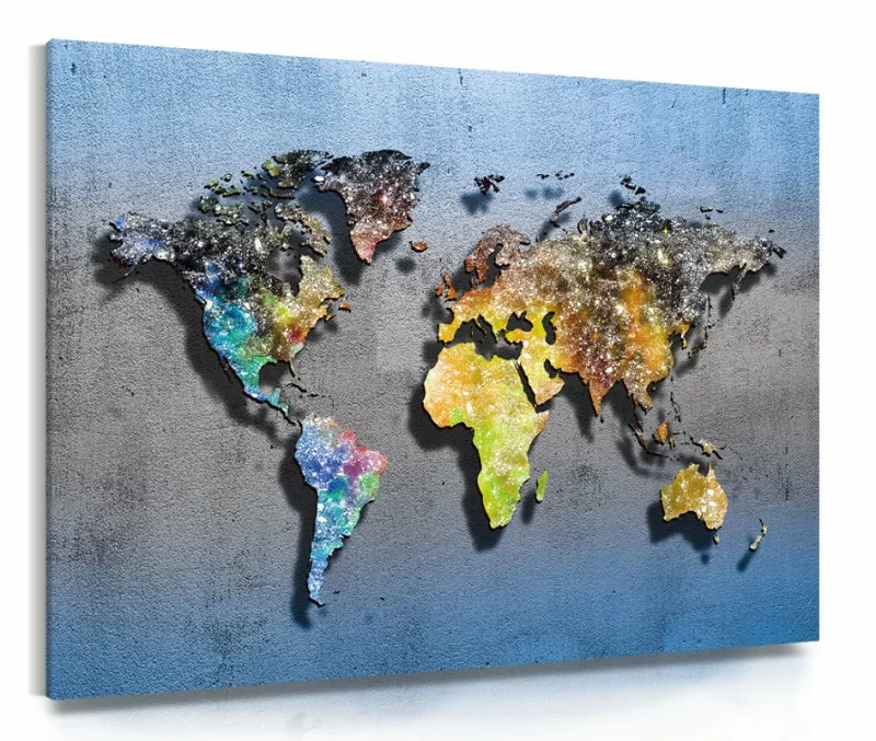 Obraz na płótnie - mapa świata 3D - obrazek 1