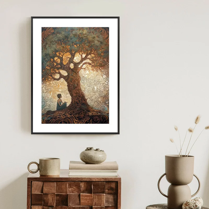 Plakat w ramie - kobieta przy drzewie życia - obrazek 1