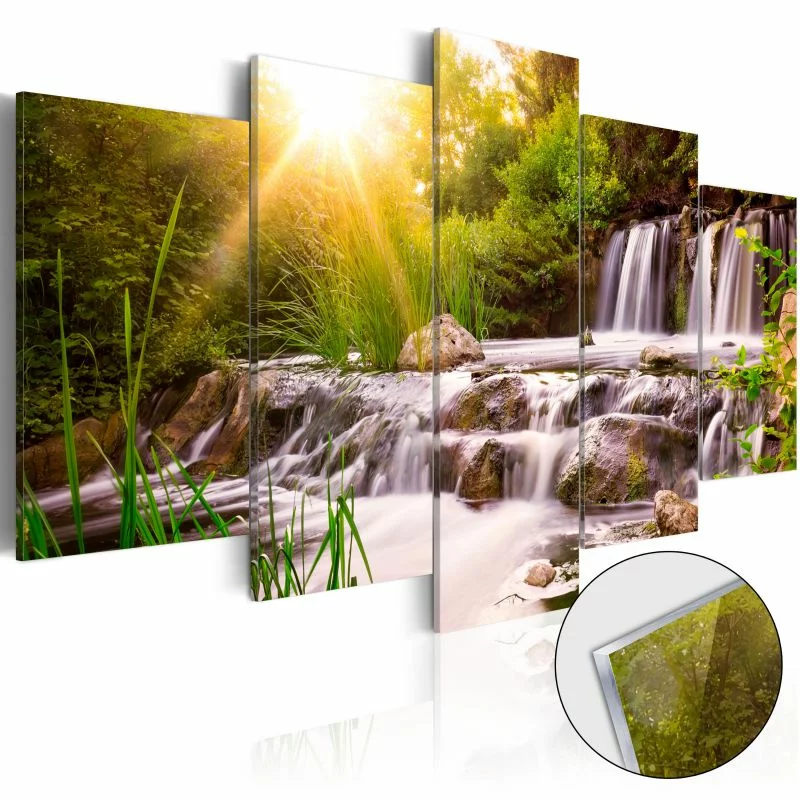 Obraz na szkle akrylowym - Leśny wodospad  - obrazek 1
