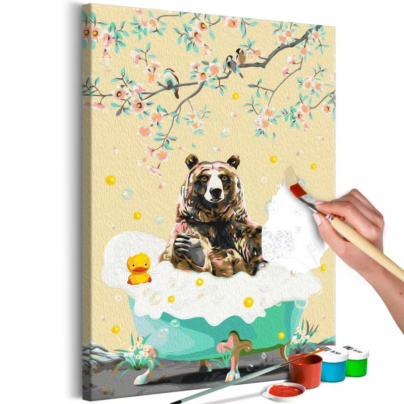 Obraz do samodzielnego malowania - Kąpiel niedźwiedzia - obrazek 1