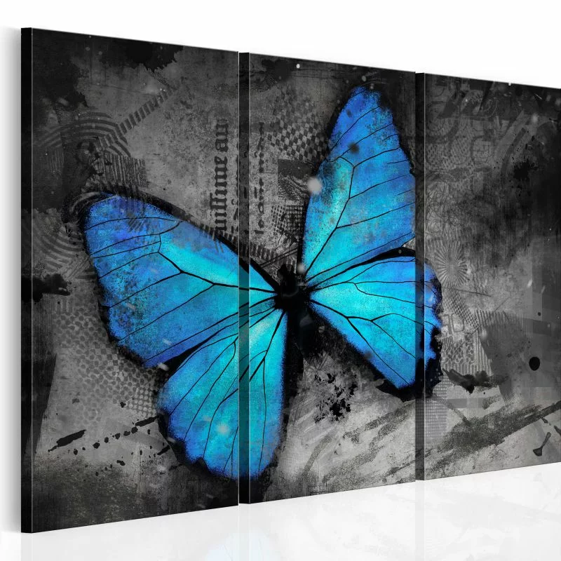 Obraz - niebieski motyl - tryptyk - obrazek 1