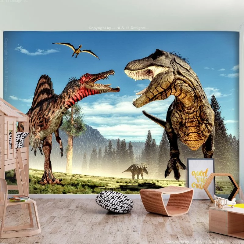 Fototapeta 3D - Walka dinozaurów - obrazek 1