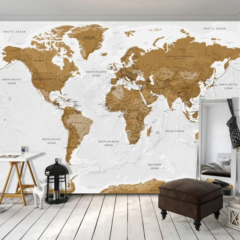 Fototapeta - Mapa świata: Białe oceany - obrazek 1