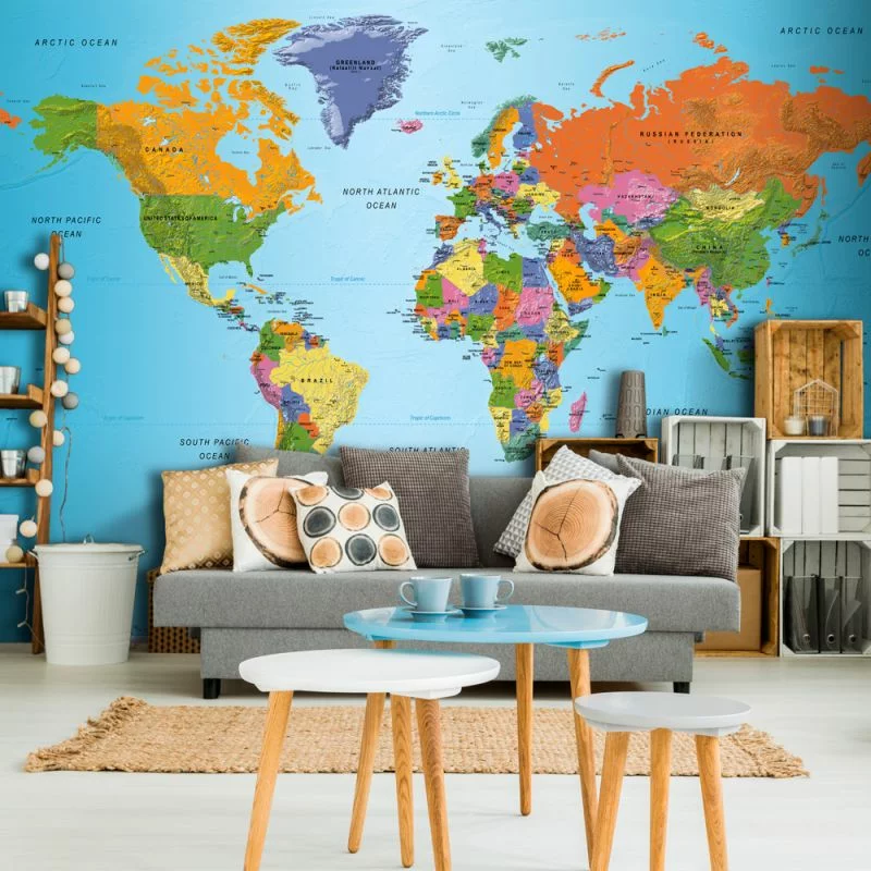 Fototapeta - Mapa świata: Kolorowa geografia - obrazek 1