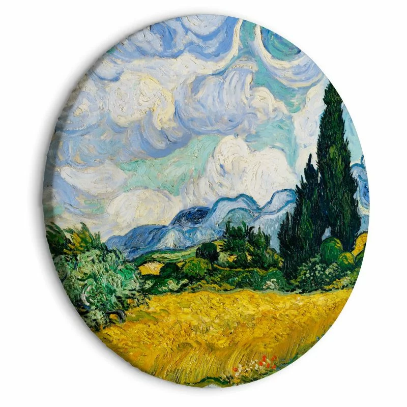 Obraz okrągły - Pole pszenicy z cyprysami (Vincent van Gogh) - obrazek 1