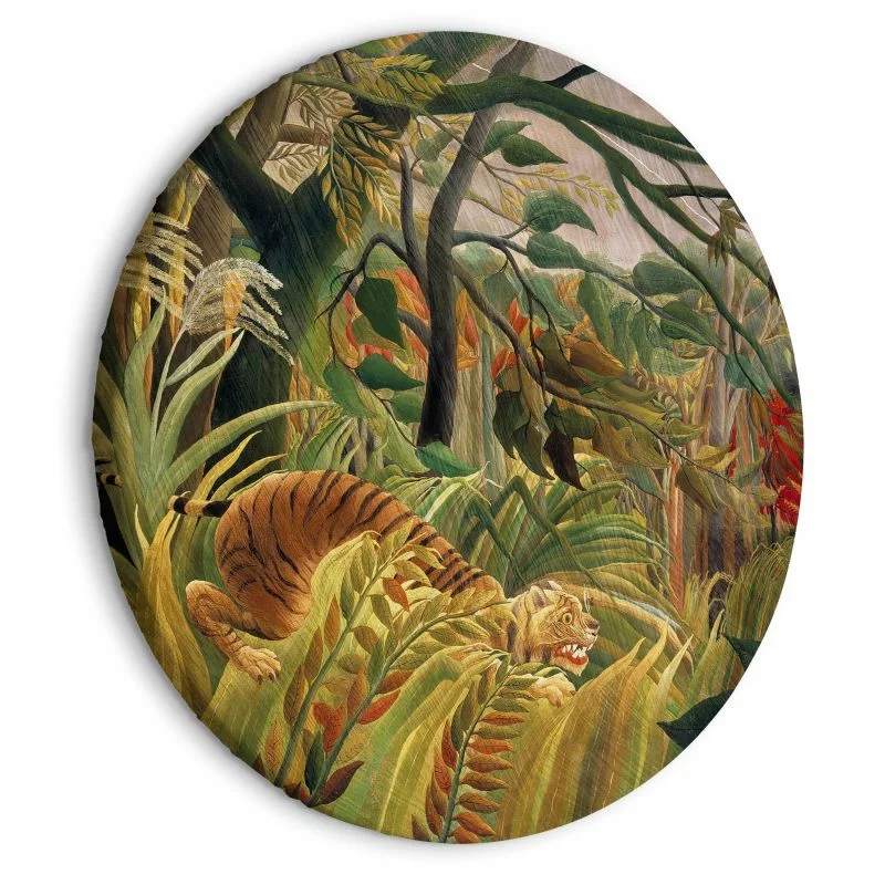 Obraz okrągły - Tygrys podczas burzy tropikalnej (Henri Rousseau) - obrazek 1