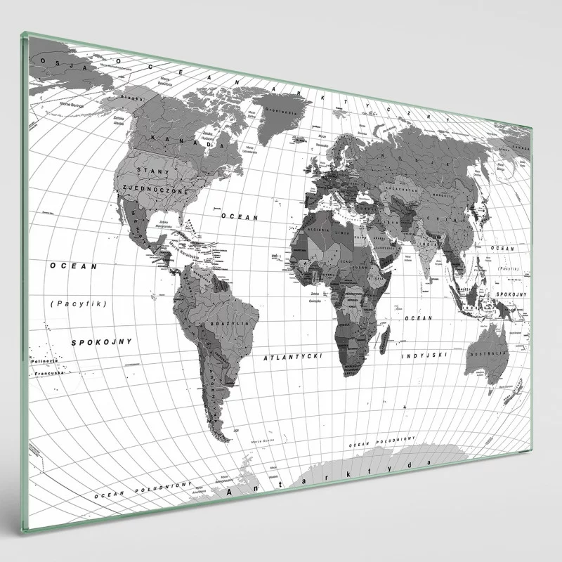 Obraz na szkle hartowanym - mapa świata - obrazek 1