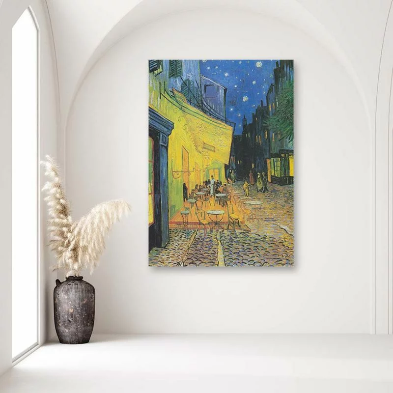 Obraz na płótnie, Taras kawiarni w nocy - V. van Gogh reprodukcja - obrazek 1