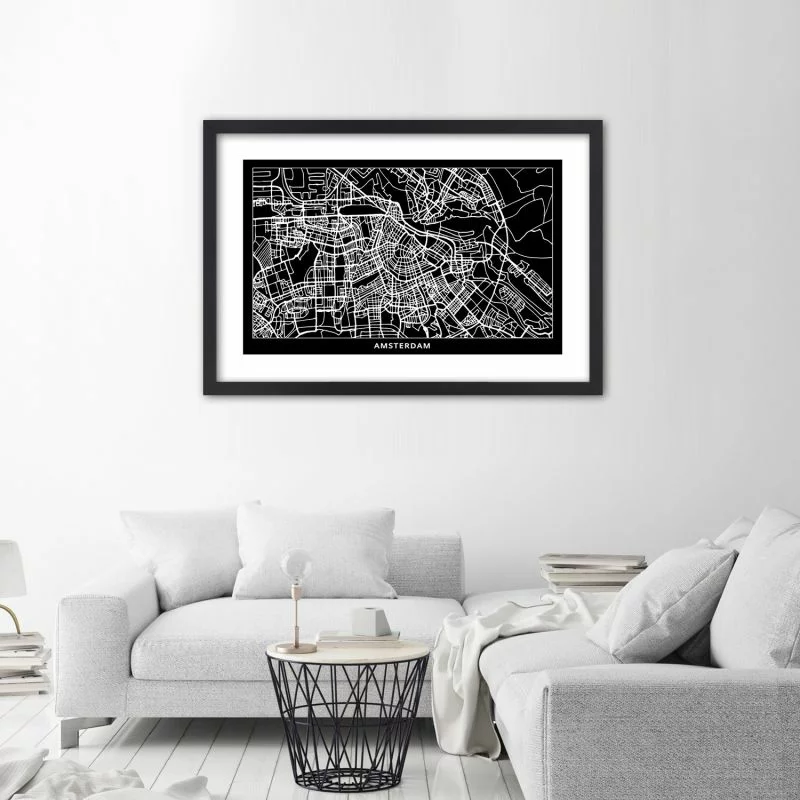 Obraz w ramie, Plan miasta Amsterdam - obrazek 1