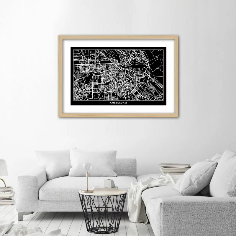 Obraz w ramie, Plan miasta Amsterdam - obrazek 1