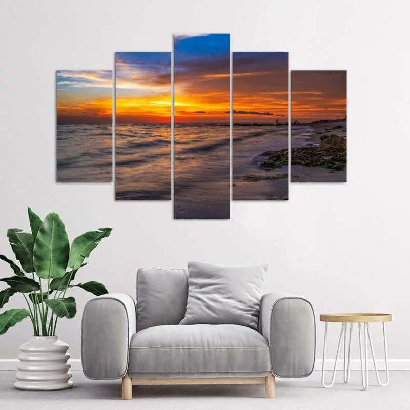 Obraz pięcioczęściowy Deco Panel, Zachód słońca na plaży - obrazek 1
