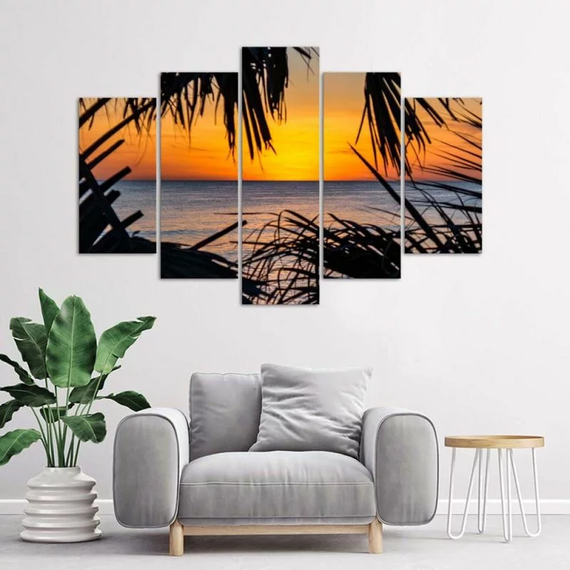 Obraz pięcioczęściowy Deco Panel, Morze o zachodzie słońca - obrazek 1