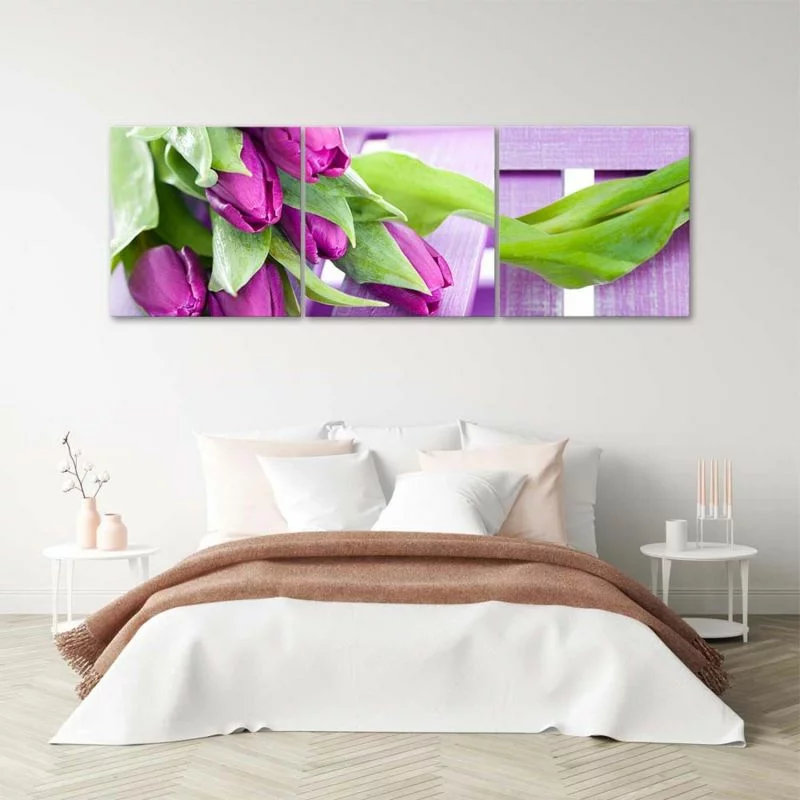Zestaw obrazów Deco Panel, Fioletowe tulipany w bukiecie - obrazek 1