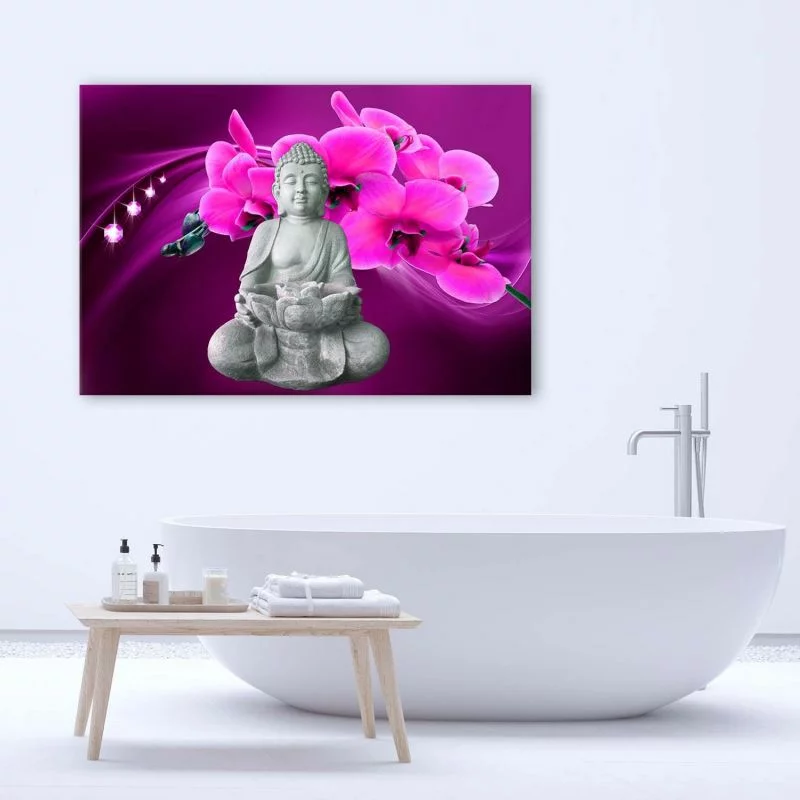 Obraz Deco Panel, Budda z różową orchideą - obrazek 1