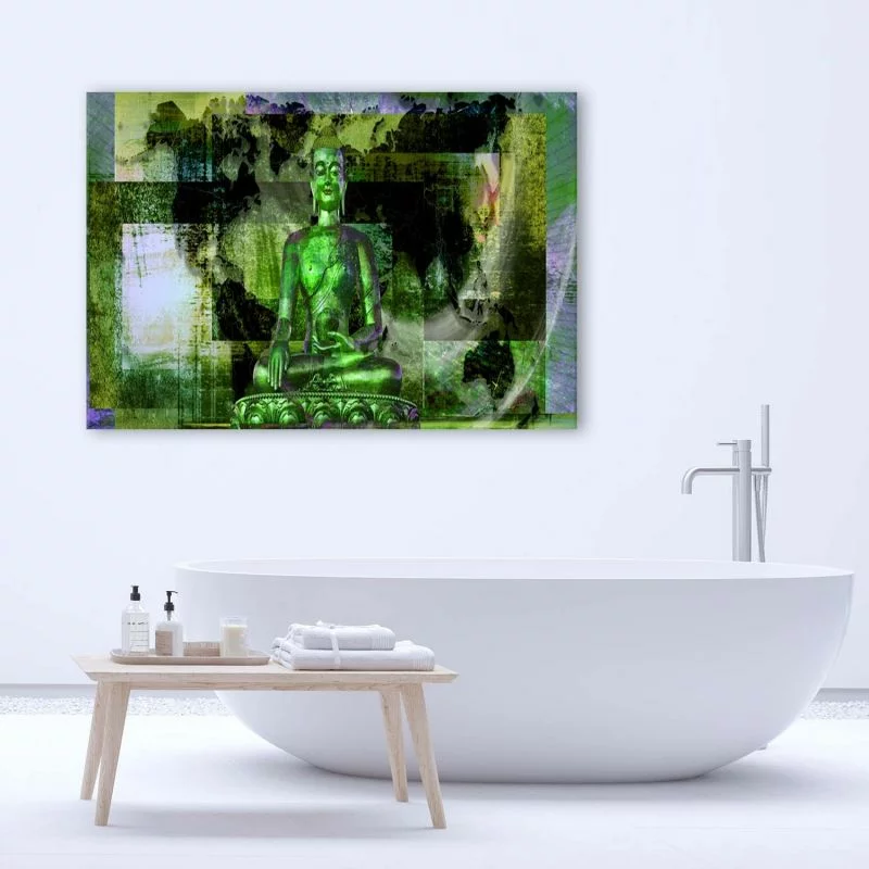 Obraz Deco Panel, Budda i abstrakcyjne tło - zielone - obrazek 1