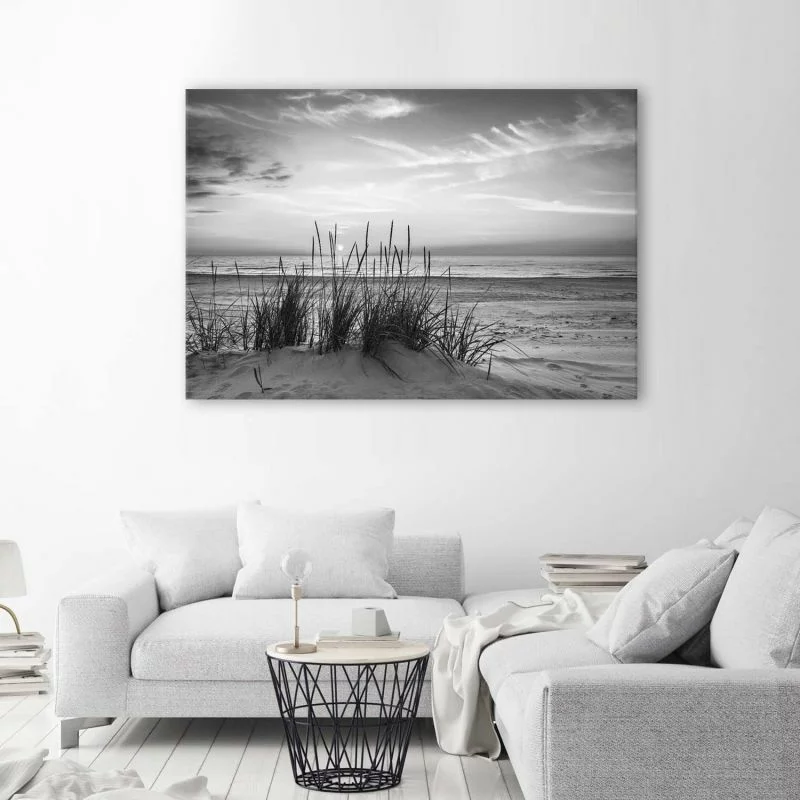Obraz Deco Panel, Trawy na plaży - czarno-biały - obrazek 1