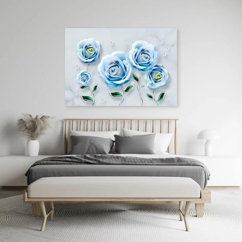 Obraz Deco Panel, Niebieskie róże 3D - obrazek 1