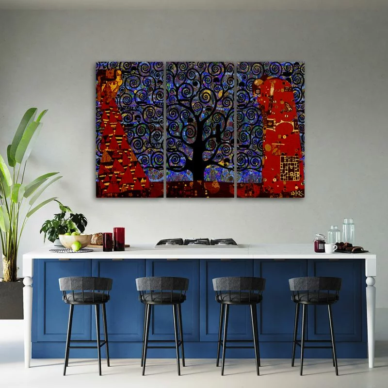 Obraz trzyczęściowy Deco Panel, Niebieskie drzewo życia abstrakcja - obrazek 1