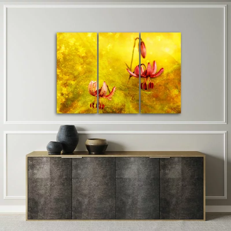 Obraz trzyczęściowy Deco Panel, Zwiędłe tulipany kwiaty - obrazek 1