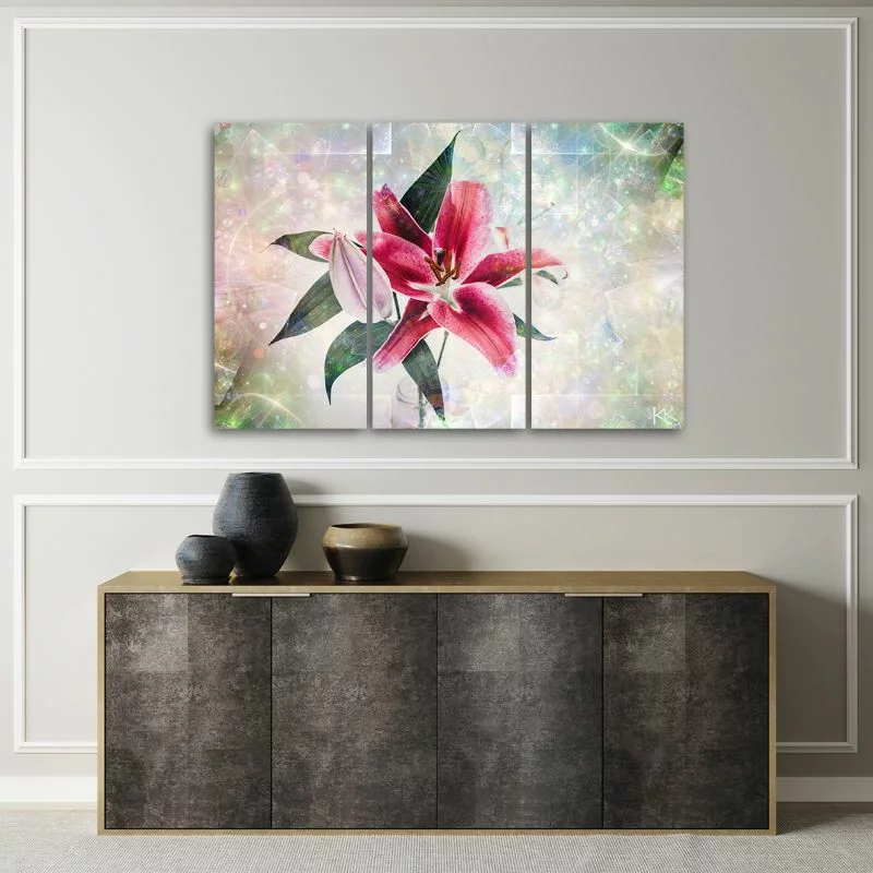 Obraz trzyczęściowy Deco Panel, Różowa lilia - obrazek 1