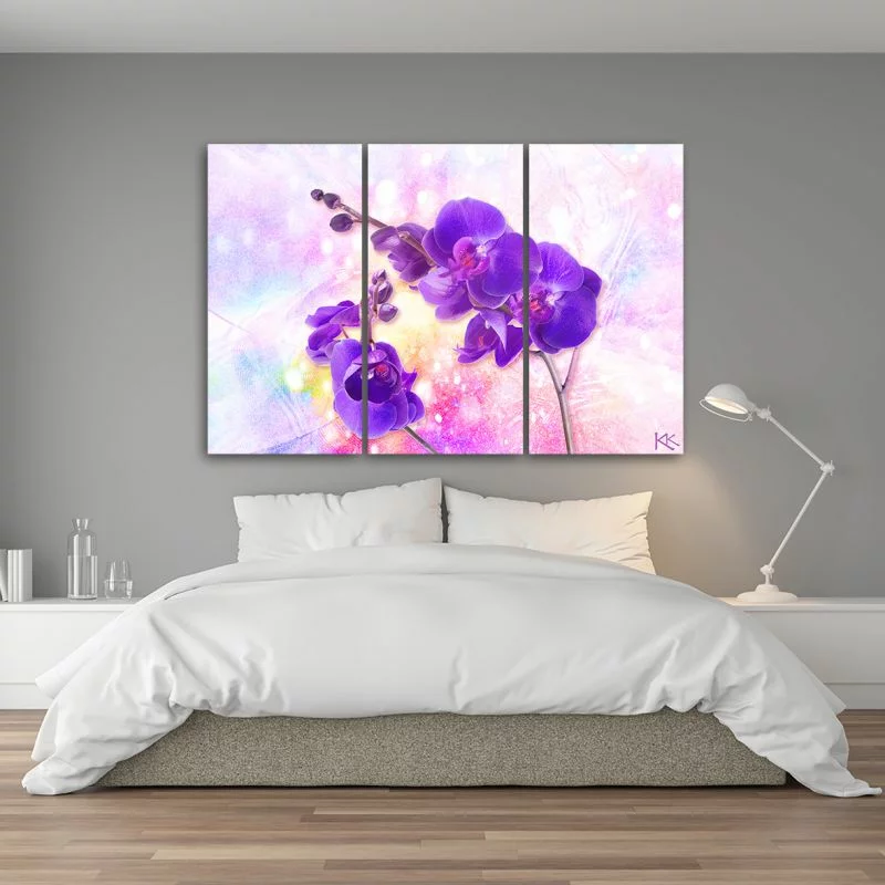 Obraz trzyczęściowy Deco Panel, Fioletowy kwiat orchidei - obrazek 1