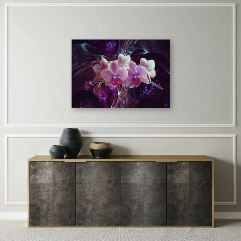Obraz Deco Panel, Biała orchidea na ciemnym tle - obrazek 1