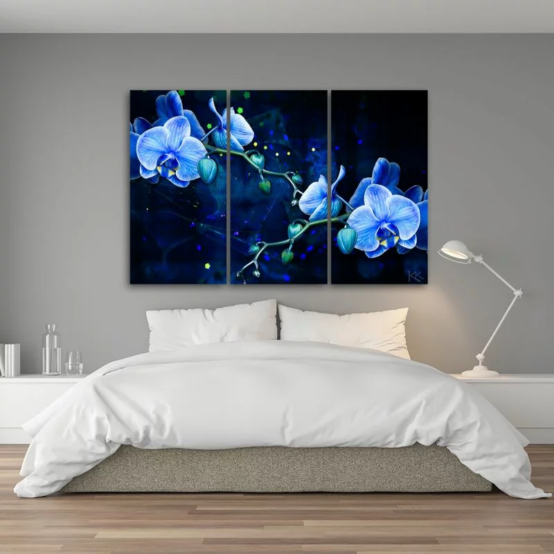 Obraz trzyczęściowy Deco Panel, Niebieski kwiat orchidei - obrazek 1