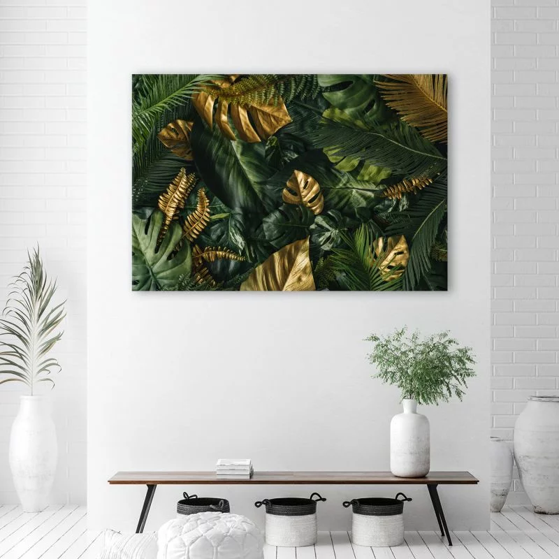 Obraz Deco Panel, Złote liście tropikalne - obrazek 1