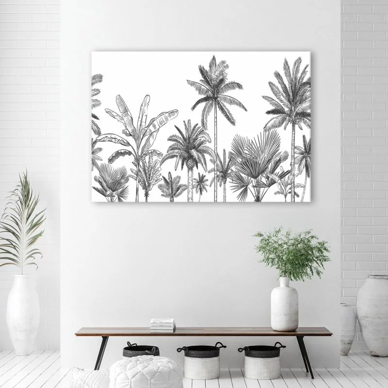 Obraz na płótnie, Czarno białe palmy - obrazek 1