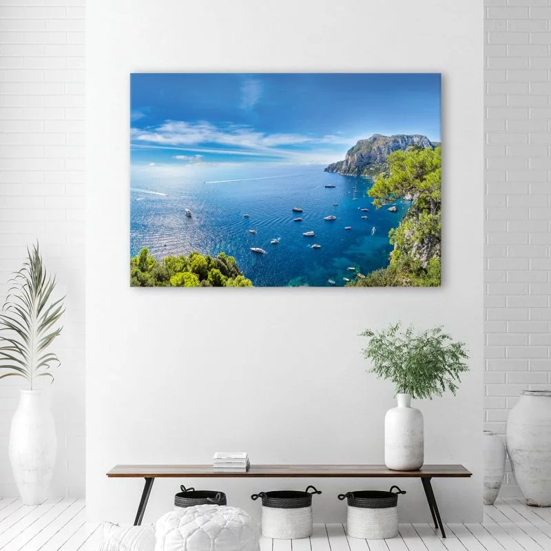 Obraz Deco Panel, Panorama wyspy Morze Statki - obrazek 1