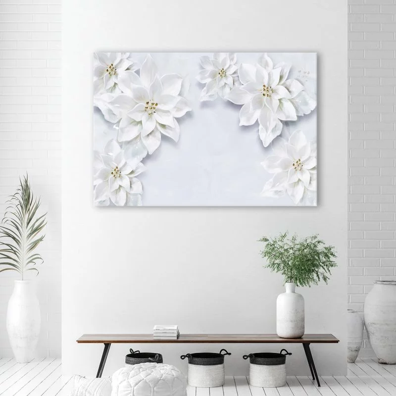 Obraz Deco Panel, Śnieżno Białe Kwiaty Rośliny - obrazek 1