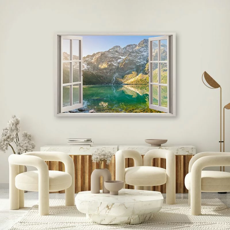 Obraz Deco Panel, Okno Jezioro w górach Natura - obrazek 1