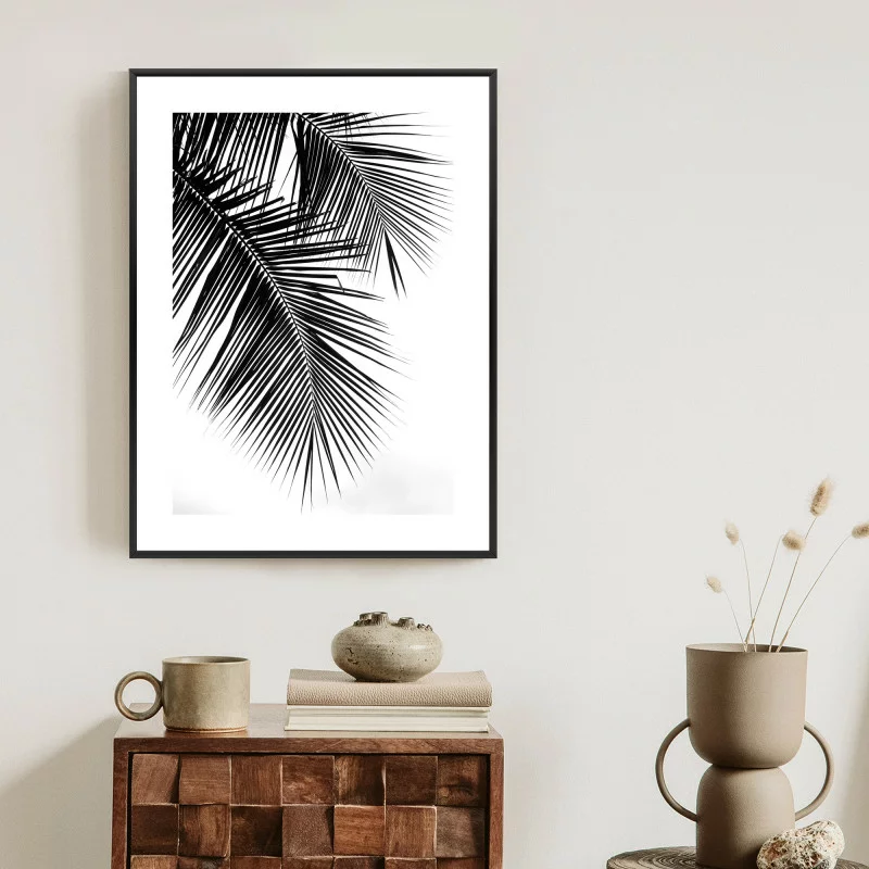 Plakat w ramie - piękne czarne liście palmy - obrazek 1