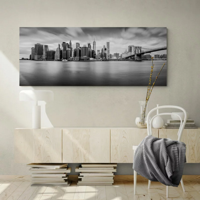 Obraz panoramiczny czarno-biały - Nowy Jork - obrazek 1