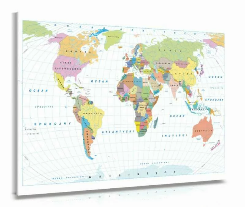Obraz na płótnie - jasna mapa świata - obrazek 1