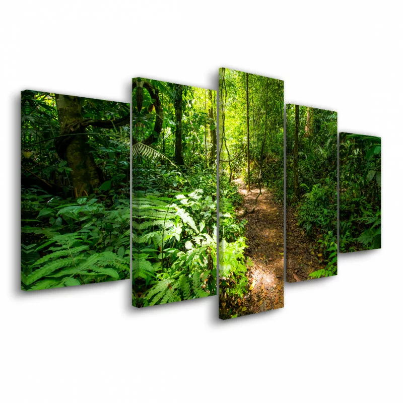 Obraz pentaptyk 100x50cm - dżungla - obrazek 1