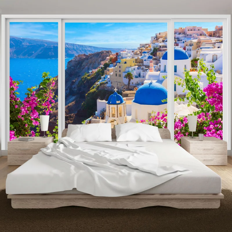 Fototapeta 3D Santorini za oknem - obrazek 1