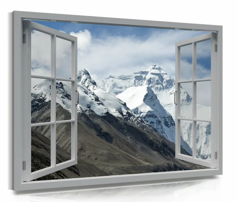 Obraz okno: ośnieżone szczyty gór - obrazek 1