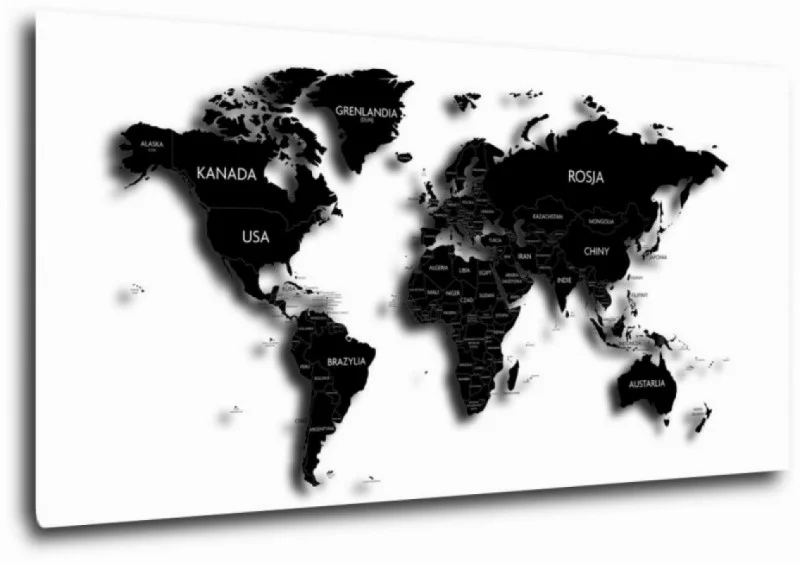 Obraz na wymiar mapa świata czarno-biała - obrazek 1
