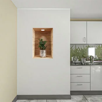 Naklejka na ścianę 3D do kuchni - kwiat w drewnianej wnęce XXXII - obrazek 2