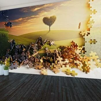 Fototapeta 3D - ściana z puzzli