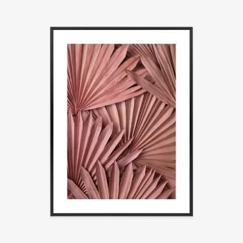 Plakat w ramie - różowe palmowe liście w stylu boho - obrazek 3