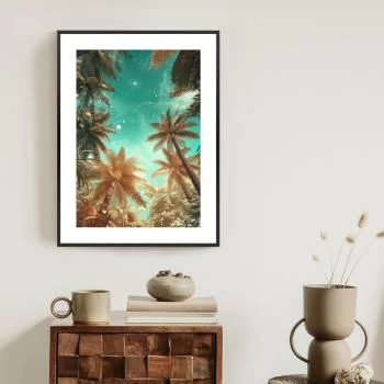 Plakat w ramie - piękne letnie palmy z gwiazdami