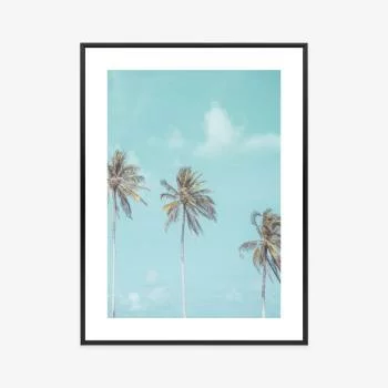 Plakat w ramie - tropikalna palma z błękitnym niebem - obrazek 3